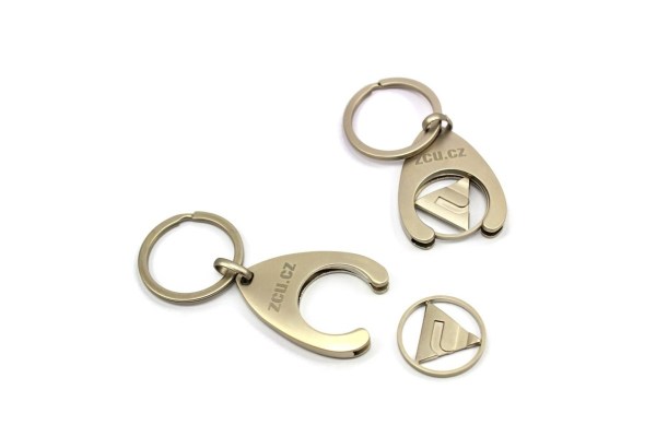 Kovový žeton na klíče s 3D logem
